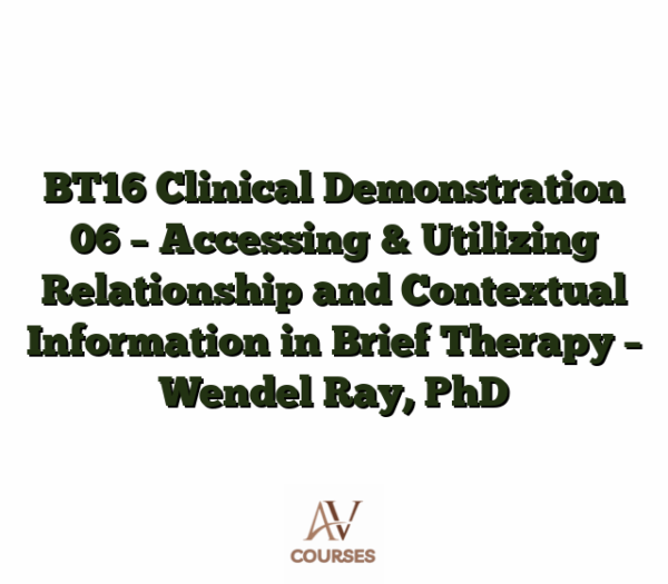 BT16 Clinical Demonstration 06 - Accessing & Utilizing Relationship and Contextual Information in Brief Therapy - Wendel Ray, PhD