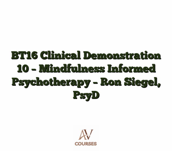 BT16 Clinical Demonstration 10 - Mindfulness Informed Psychotherapy - Ron Siegel, PsyD